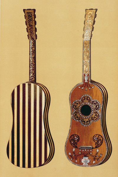 Chitarra intarsiata con madreperla, da 