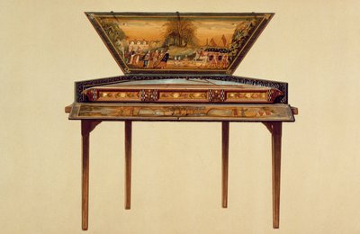 Salterio martellato in una cassa armonica dipinta, XVIII secolo, da 
