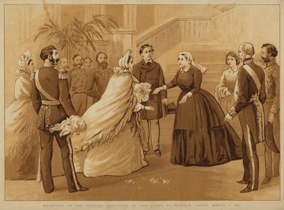 Ricevimento della Principessa Alessandra da parte della Regina Vittoria al Castello di Windsor, 7 marzo 1863 da Alfred Johnson
