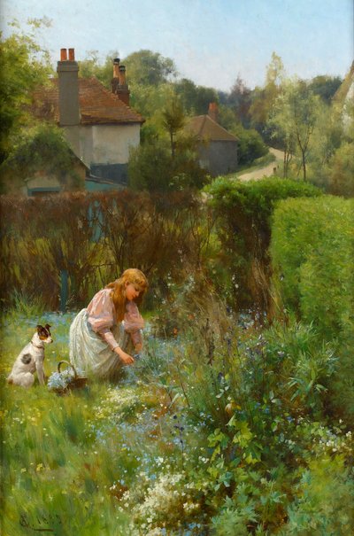 Raccolta di fiori selvatici nella siepe, 1895 da Alfred, Jr. Glendening