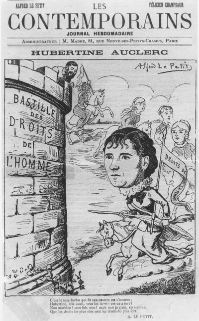 Caricatura di Hubertine Auclerc, da Les Contemporains da Alfred Le Petit