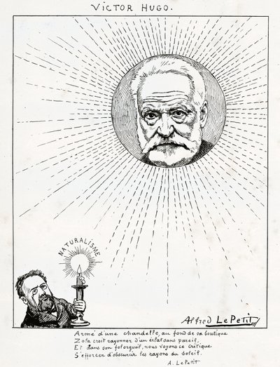 Caricatura di Victor Hugo ed Emile Zola, c.1875-1880 (incisione) da Alfred Le Petit