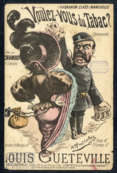Illustrazione di Alfred Le Petit in Chanson illustrée, circa 1900 - Vouvous du tabac. Louis Gueteville - Fumo, Tabacco da Alfred Le Petit