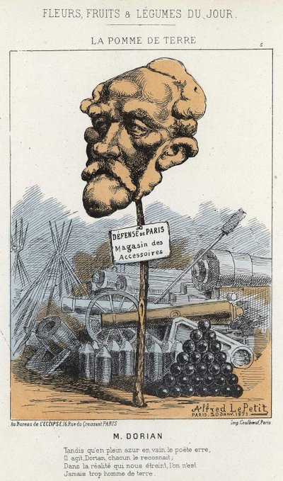 La Patata: caricatura su Dorian - ill. del 20/01/1871 in "Fiori, Frutti e Verdure del Giorno" da Alfred Le Petit