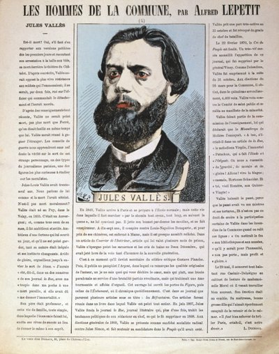 Jules Vallès, giornalista francese, autore e membro della Comune di Parigi, 1871 da Alfred Lepetit
