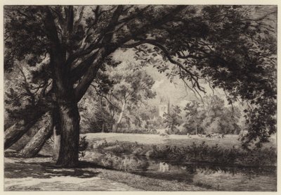 Torre di Magdalen da Christ Church Meadows da Alfred Louis Brunet Debaines