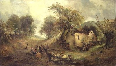 Bambini su un sentiero vicino a un mulino da Alfred Montague