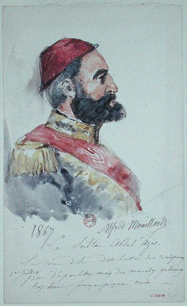 Sultano Abd al-Aziz (1830-76) 1867 da Alfred Mouillard