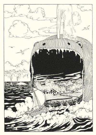 La vera storia di Luciano: la nave inghiottita dalla balena (incisione) da Alfred Payne Garnett