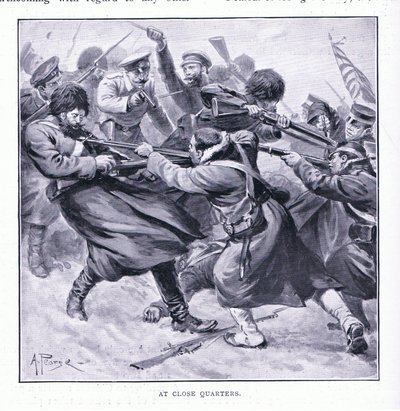 A distanza ravvicinata, illustrazione da Cassells History of the Russo-Japanese War Vol 1, c.1900 da Alfred Pearse