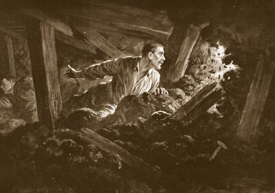 Il geniere W. Hackett rifiuta di lasciare un compagno gravemente ferito in una galleria mineraria da Alfred Pearse
