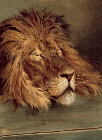 Il leone britannico addormentato (cromolitografia) da Alfred Pearse