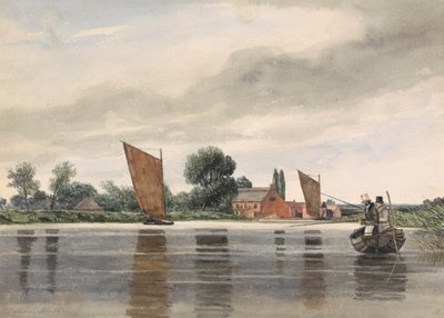 Coldham Hall, con H. Priest e C. Turner a pesca, 1835 da Alfred Priest