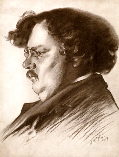 Gilbert Keith Chesterton, scrittore inglese, 1909-1910 da Alfred Priest