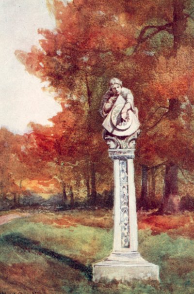 "Mi sembra che fosse una vita felice / Scolpire quadranti con cura, punto per punto" (litografia a colori) da Alfred Rawlings