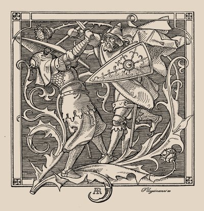 I Nibelunghi. Hagen di Troneck uccide Iring, 1840-1841 da Alfred Rethel