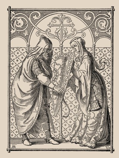 Die Nibelungen. Richiesta dello scudo di Hagen, 1840-1841 da Alfred Rethel