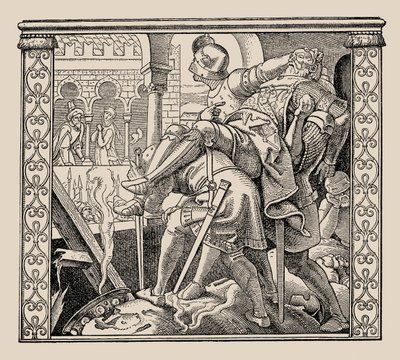 I Nibelunghi. Come il corpo di Rudiger viene presentato a Krimhild, 1840-1841 da Alfred Rethel
