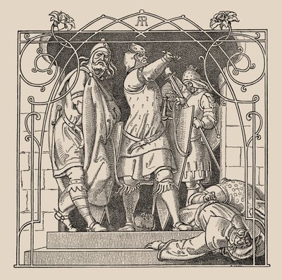 I Nibelunghi. Come hanno gettato i morti fuori dalla sala, 1840-1841 da Alfred Rethel