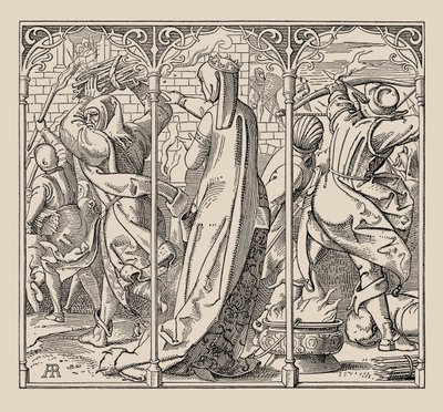 Die Nibelungen. Come la Regina ordinò di bruciare la sala, 1840-1841 da Alfred Rethel