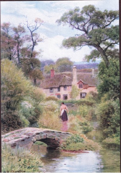 Ponte pedonale, vicino a Porlock, Somerset, da The Cottages and the Village Life of Rural England pubblicato da Dent & Sons Limited da Alfred Robert Quinton