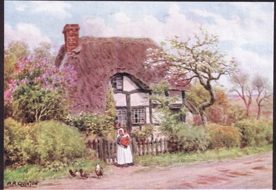 Lilla e fiori di melo, Harvington, Worcester, da The Cottages and the Village Life of Rural England pubblicato da Dent & Sons Limited, 1912 da Alfred Robert Quinton