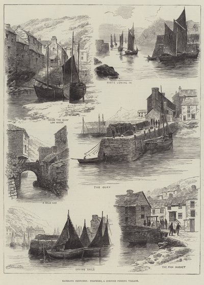 Schizzi vagabondi, Polperro, un villaggio di pescatori della Cornovaglia da Alfred Robert Quinton
