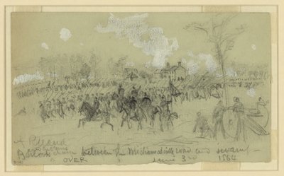 Carica di Barlow e Gibbons tra la strada di Mechanicsville e la palude da Alfred Rudolph Waud