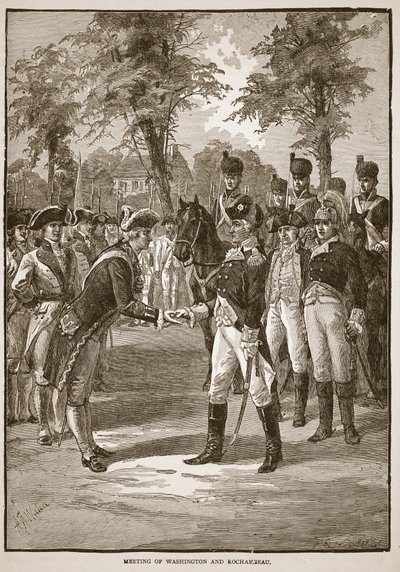 Incontro tra Washington e Rochambeau, pub. 1896 da Alfred Rudolph Waud
