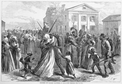 Volontari di colore congedati a Little Rock, Arkansas, da Harpers Weekly da Alfred Rudolph Waud