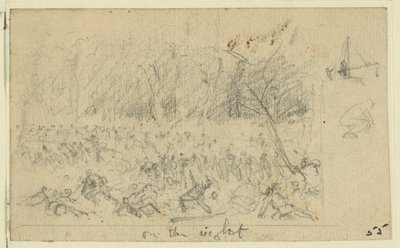 Schizzo approssimativo di una scena di battaglia da Alfred Rudolph Waud