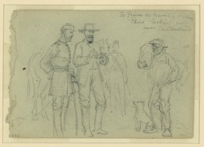Il Principe di Joinville che disegna "Parigi" vicino a Cumberland da Alfred Rudolph Waud