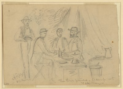I tre principi, accampamento a Yorktown, 5 aprile-4 maggio 1862 da Alfred Rudolph Waud