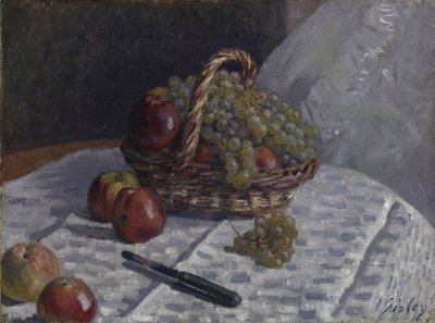 Mele e uva in un cesto, c.1880-81 da Alfred Sisley