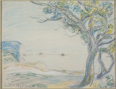 Alberi in riva al mare da Alfred Sisley