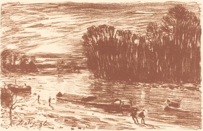 Bordi del Loing, presso Saint-Mammès da Alfred Sisley