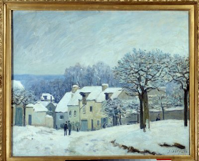 La piazza del canile a Marly, Effetto della neve da Alfred Sisley