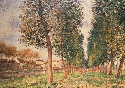 Il viale dei pioppi a Moret, giorno nuvoloso, mattina da Alfred Sisley