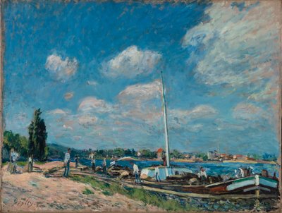 Scarico delle chiatte a Billancourt, 1877 da Alfred Sisley