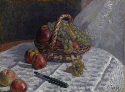 Mele e uva in un cesto da Alfred Sisley