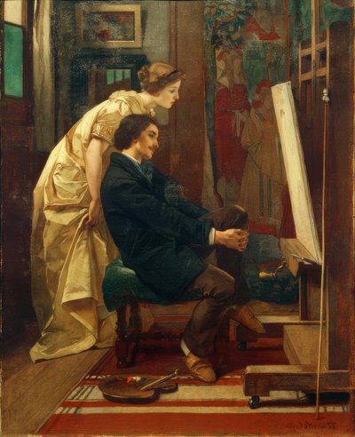 A. Stevens, Il pittore e il suo modello da Alfred Emile Stevens