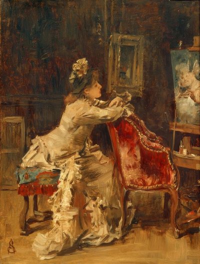 A. Stevens, In attesa o Lo studio da Alfred Emile Stevens
