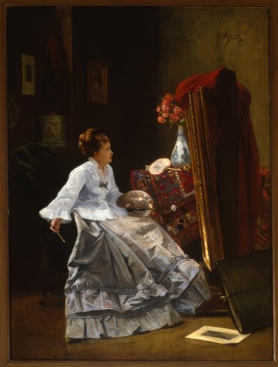Dama al suo cavalletto da Alfred Emile Stevens