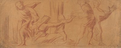 Gruppo di figure, bambino che mendica al centro da Alfred Emile Stevens