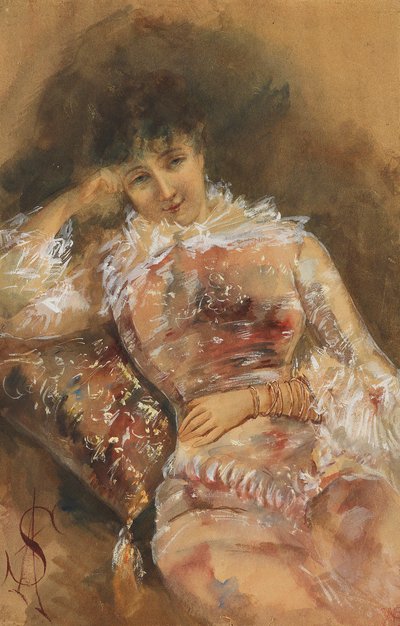 Ritratto di Sarah Bernhardt 1844-1923, c. 1880 da Alfred Emile Stevens