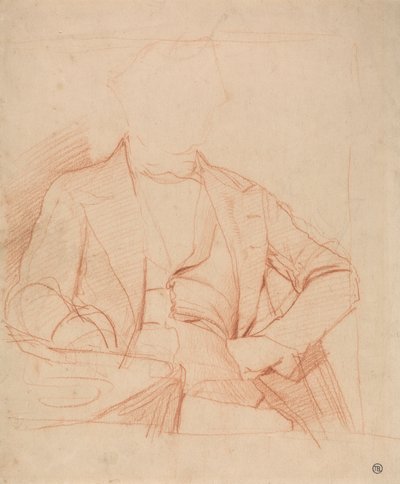 Studio per il ritratto del signor Coleman: seduto di fronte, mano sinistra sul fianco, braccio destro sul tavolo da Alfred Emile Stevens