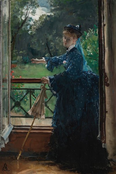 Donna sul balcone da Alfred Emile Stevens