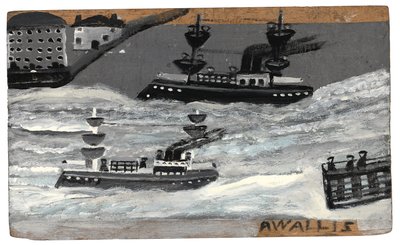 Cannoniere in tempo di guerra, 1855-1942 circa (olio su tavola) da Alfred Wallis