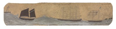 Piroscafo e due piccoli velieri in avvicinamento al porto, 1855-1942 circa (olio e matita su cartoncino) da Alfred Wallis