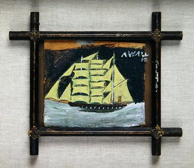 Nave in una cornice religiosa (olio e matita su carta) da Alfred Wallis